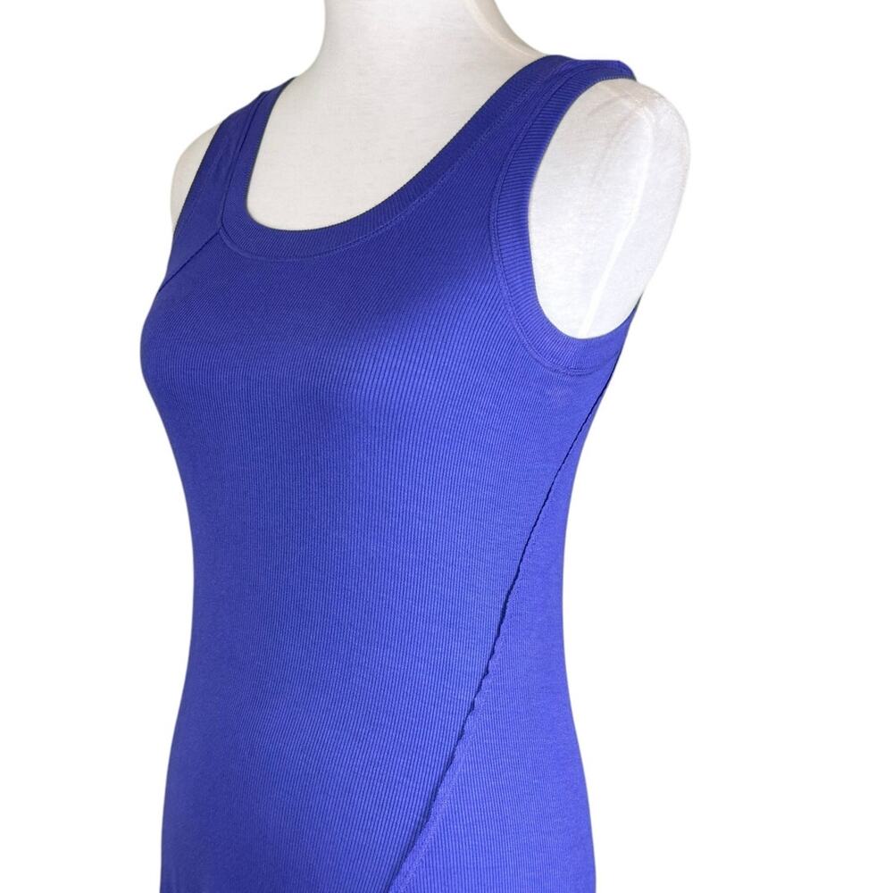 Heather Women's Purple Soft Ribbed Slim Sleeveless Knee Length Tank Dress - Picture 5 of 8